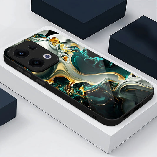 Oppo Reno 13 5G Premium Acrylic Shockproof Glass Back Case (Ocean Ember)