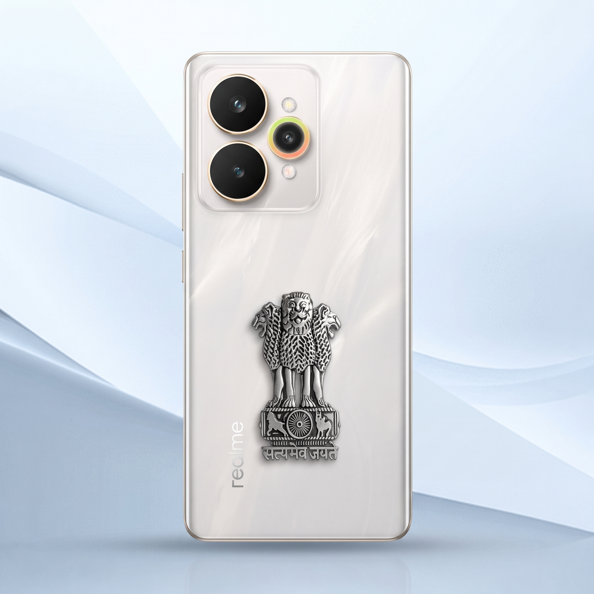Realme 15 5G Compatible Satyamev Jayate 3D Metal Emblem Sticker