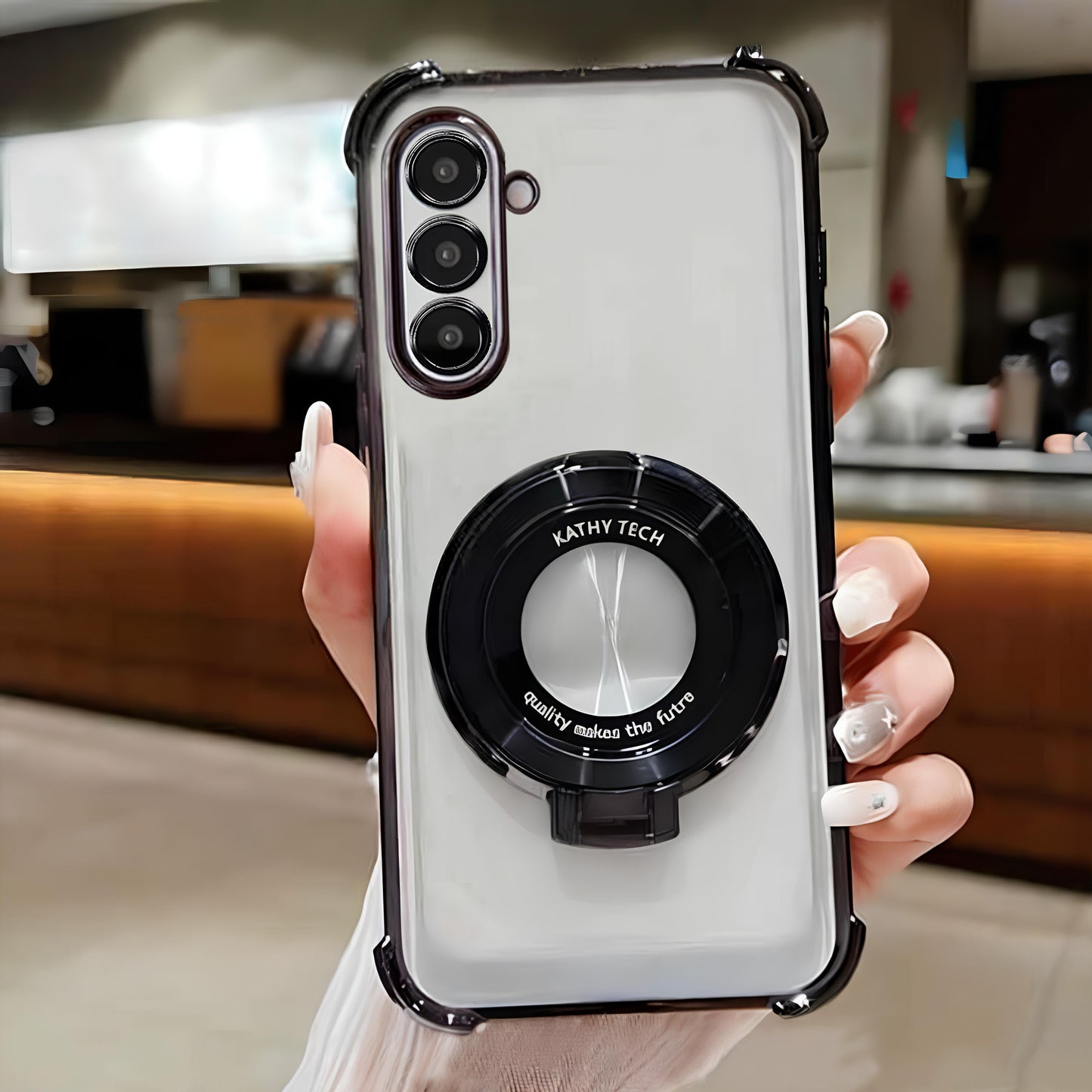 Samsung Galaxy A16 5G Original Luxury Magnifier Ring Stand Shockproof Airbags Corner Case