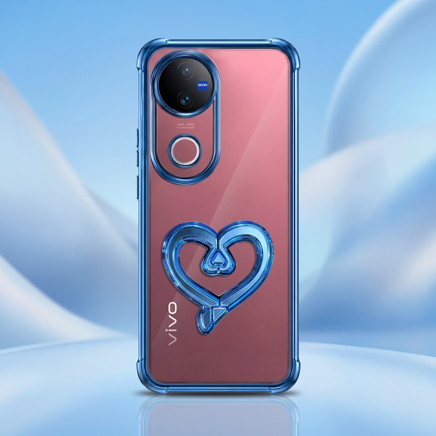 Vivo V50 5G Premium Heart Transparent Shockproof Airbag Phone Case