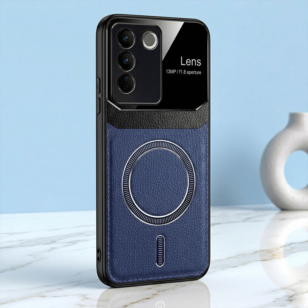 Vivo V27 5G Premium Magsafe Magnetic Leather Lens Protective Case