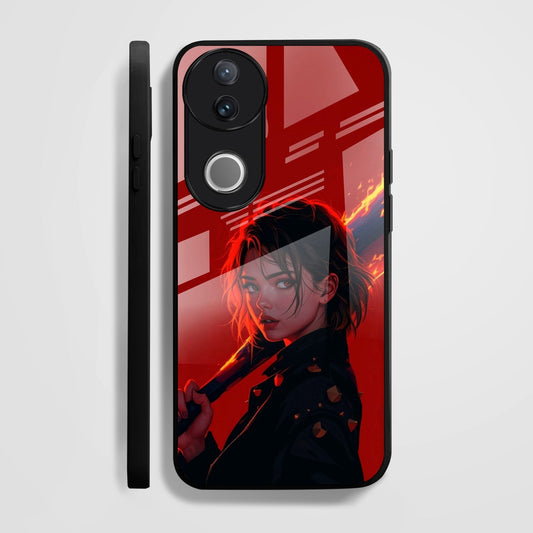 Vivo V50 5G Premium Acrylic Shockproof Glass Back Case (Flame Queen)