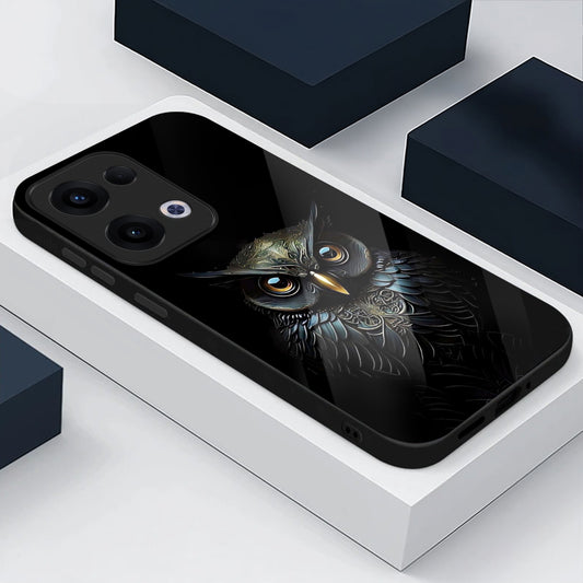 Oppo Reno 13 5G Premium Acrylic Shockproof Glass Back Case (Midnight Owl)