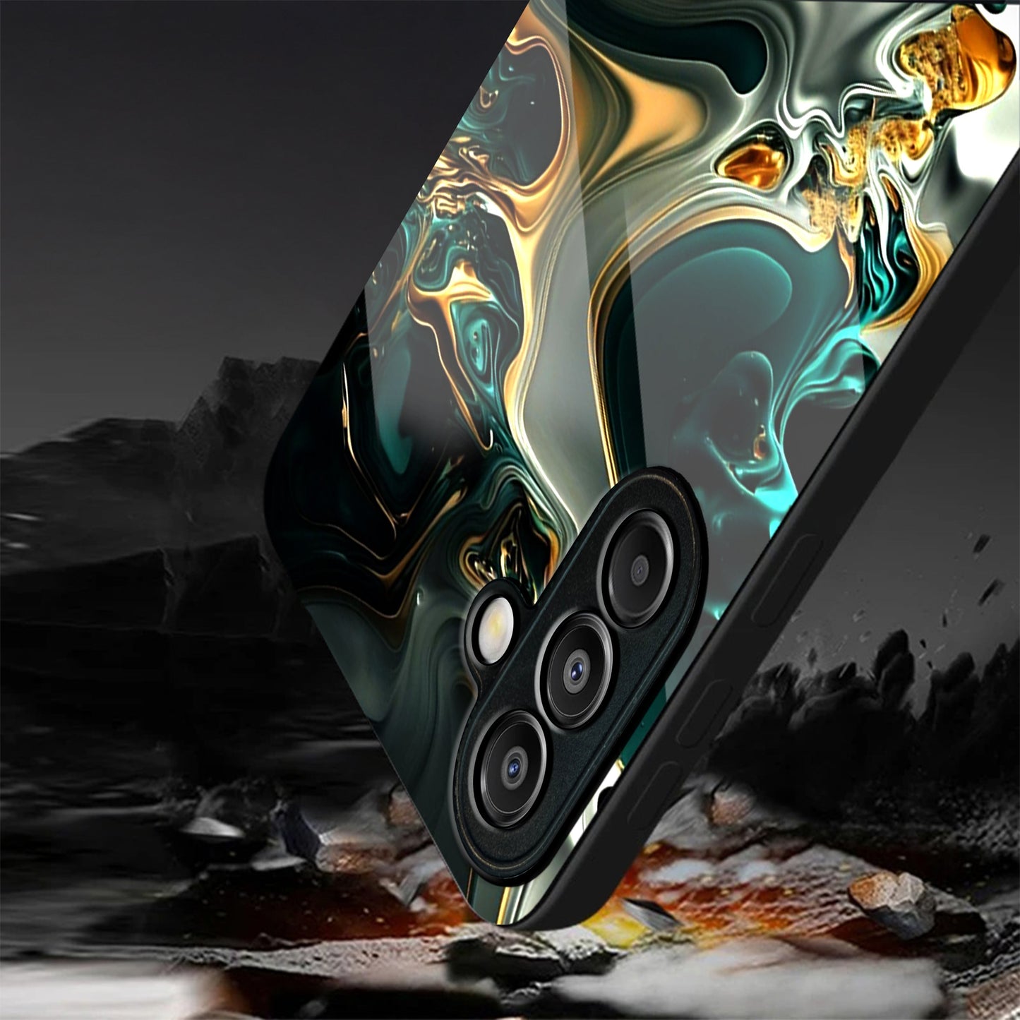 Samsung Galaxy A56 Premium Acrylic Shockproof Glass Back Case (Ocean Ember)