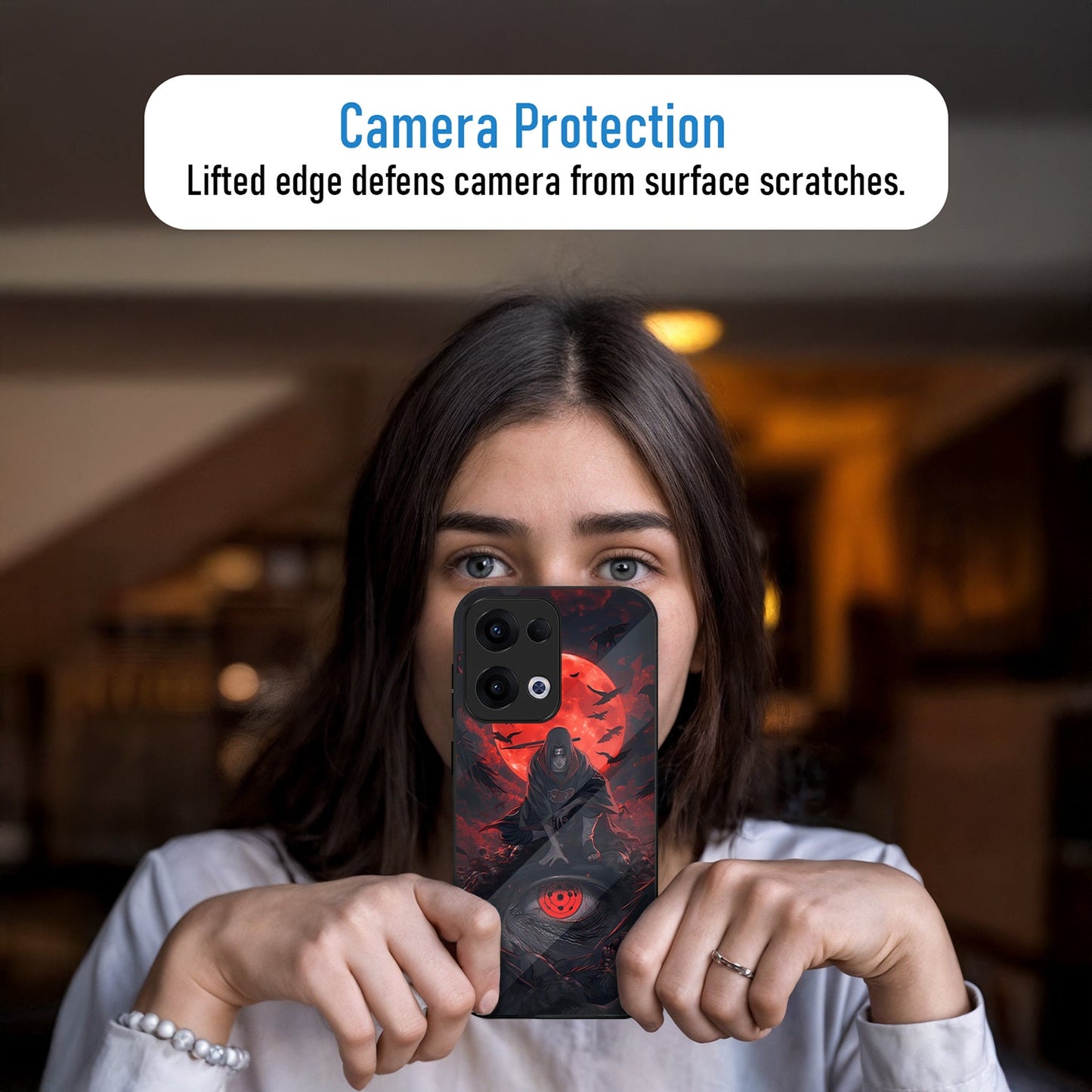 Oppo Reno 13 5G Premium Acrylic Shockproof Glass Back Case (Shadow Eye)