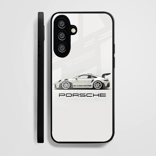 Samsung Galaxy A36 5G Premium Acrylic Shockproof Glass Back Case (White Porsche)