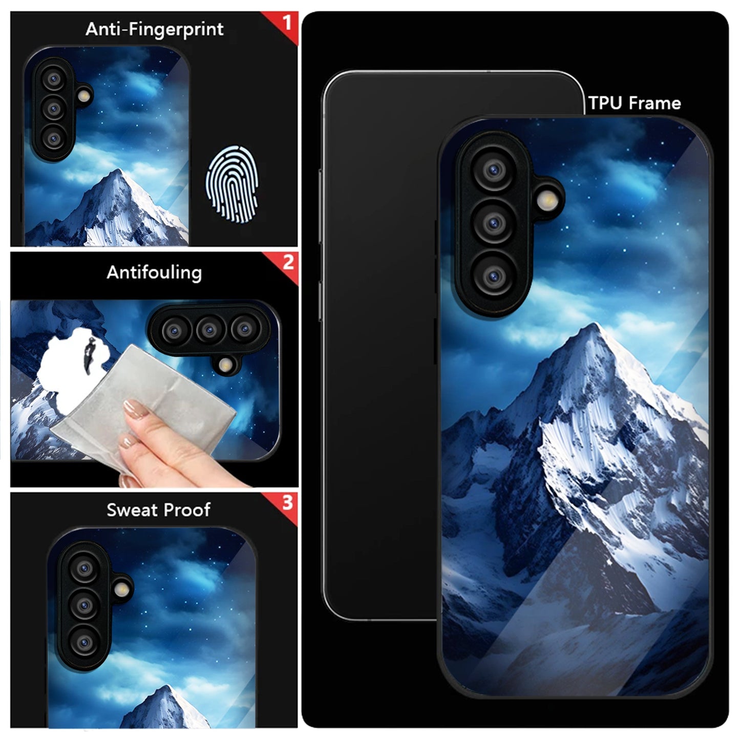 Samsung Galaxy A36 Premium Acrylic Shockproof Glass Back Case (Frozen Peak)