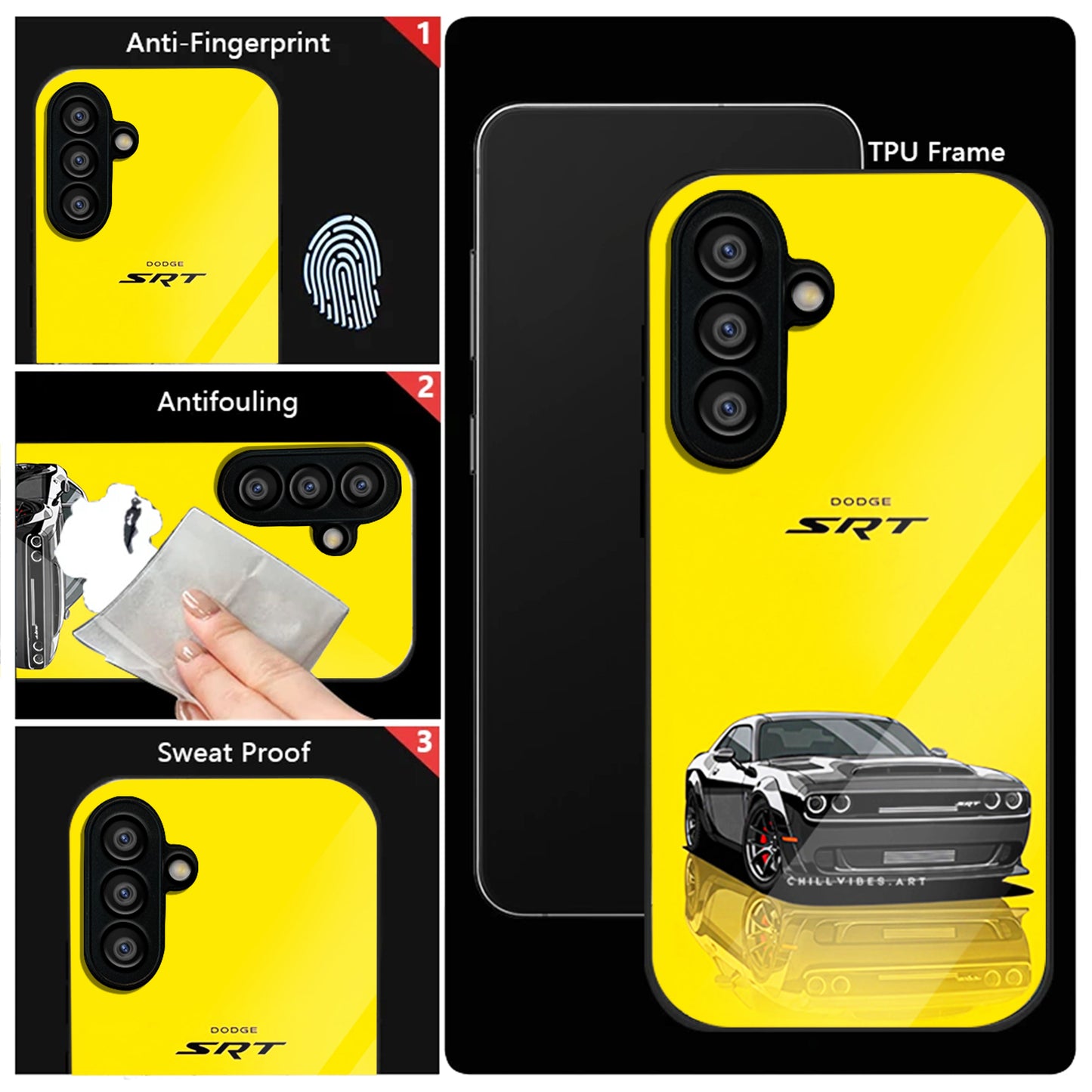 Samsung Galaxy A56 Premium Acrylic Shockproof Glass Back Case (Dodge SRT)