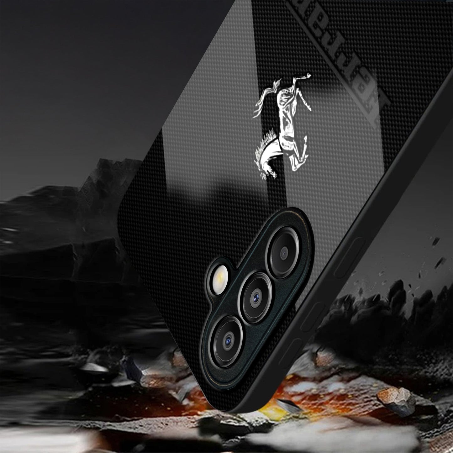 Samsung Galaxy A56 5G Premium Acrylic Shockproof Glass Back Case (Ferrari Carbon Fiber)