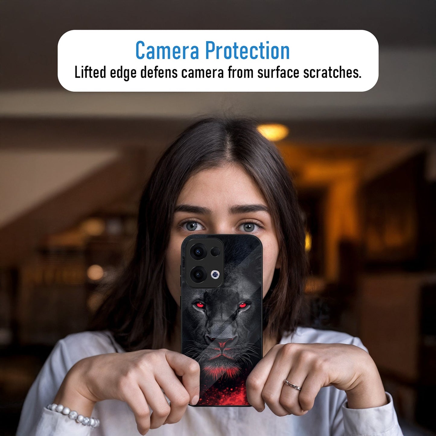 Oppo Reno 13 5G Premium Acrylic Shockproof Glass Back Case (Shadow Beast)