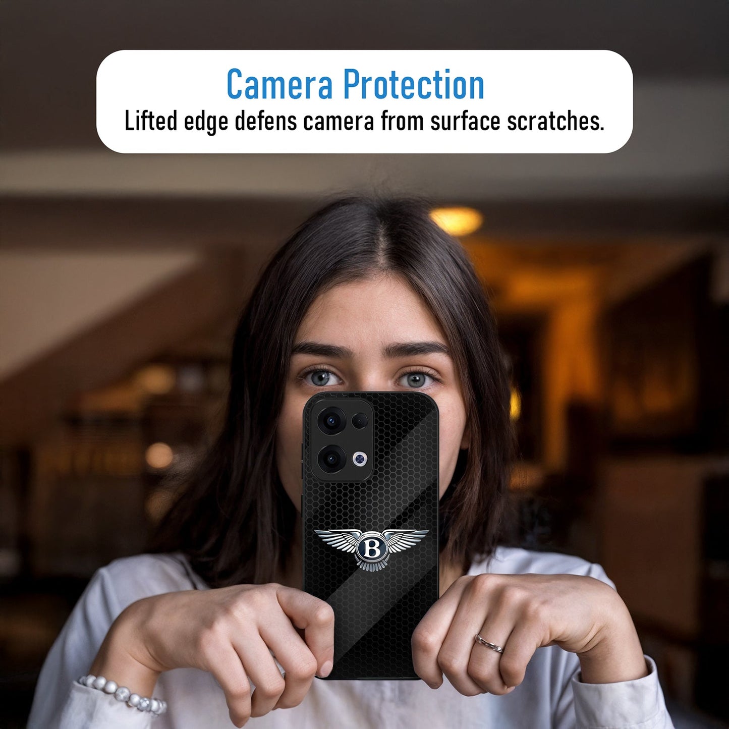 Oppo Reno 13 5G Premium Acrylic Shockproof Glass Back Case (Elite Wing)