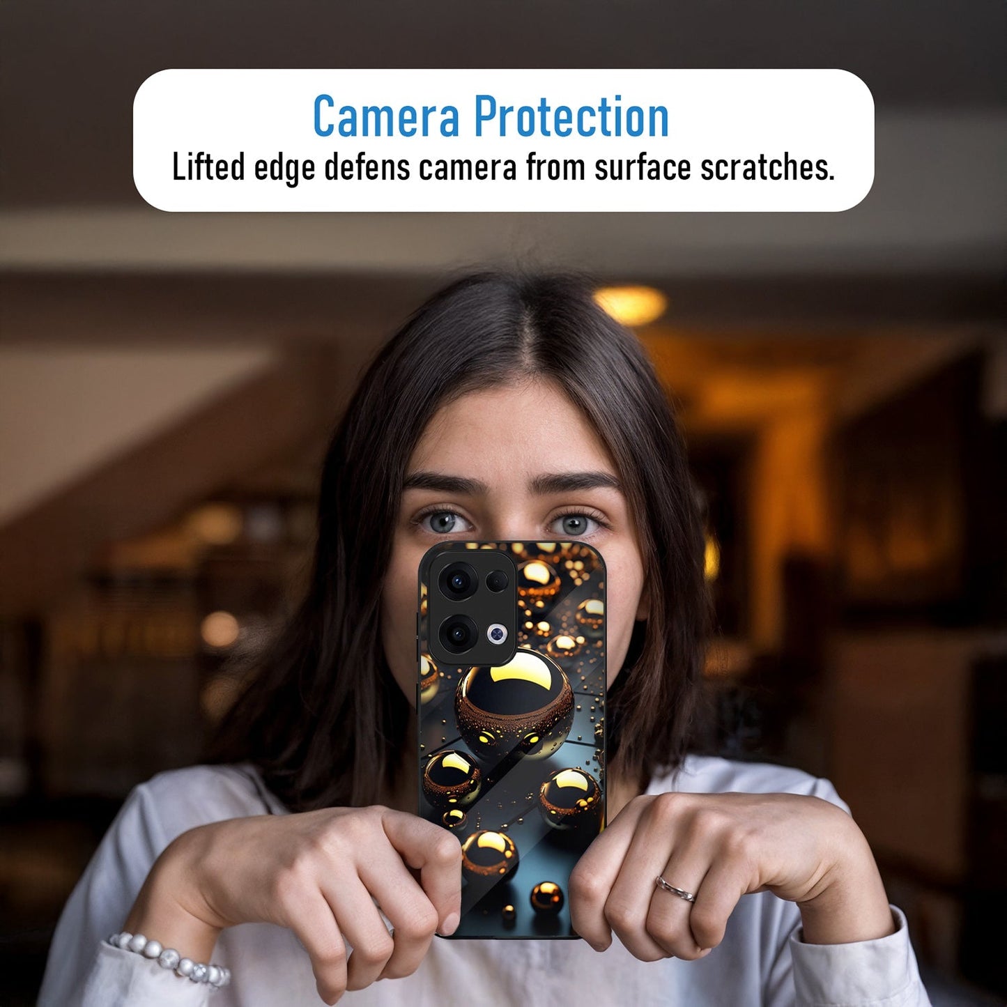 Oppo Reno 13 5G Premium Acrylic Shockproof Glass Back Case (Molten Gold)