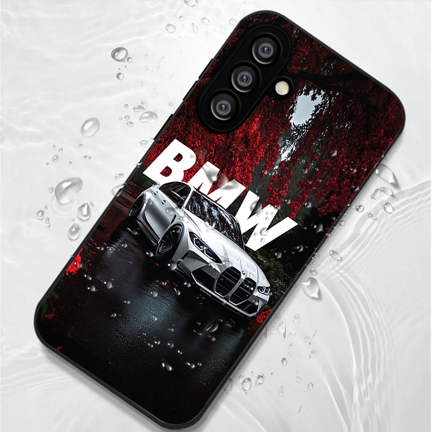 Samsung Galaxy A56 Premium Acrylic Shockproof Glass Back Case (Redline BMW)