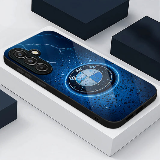 Samsung Galaxy A36 Premium Acrylic Shockproof Glass Back Case (Lightning Badge)