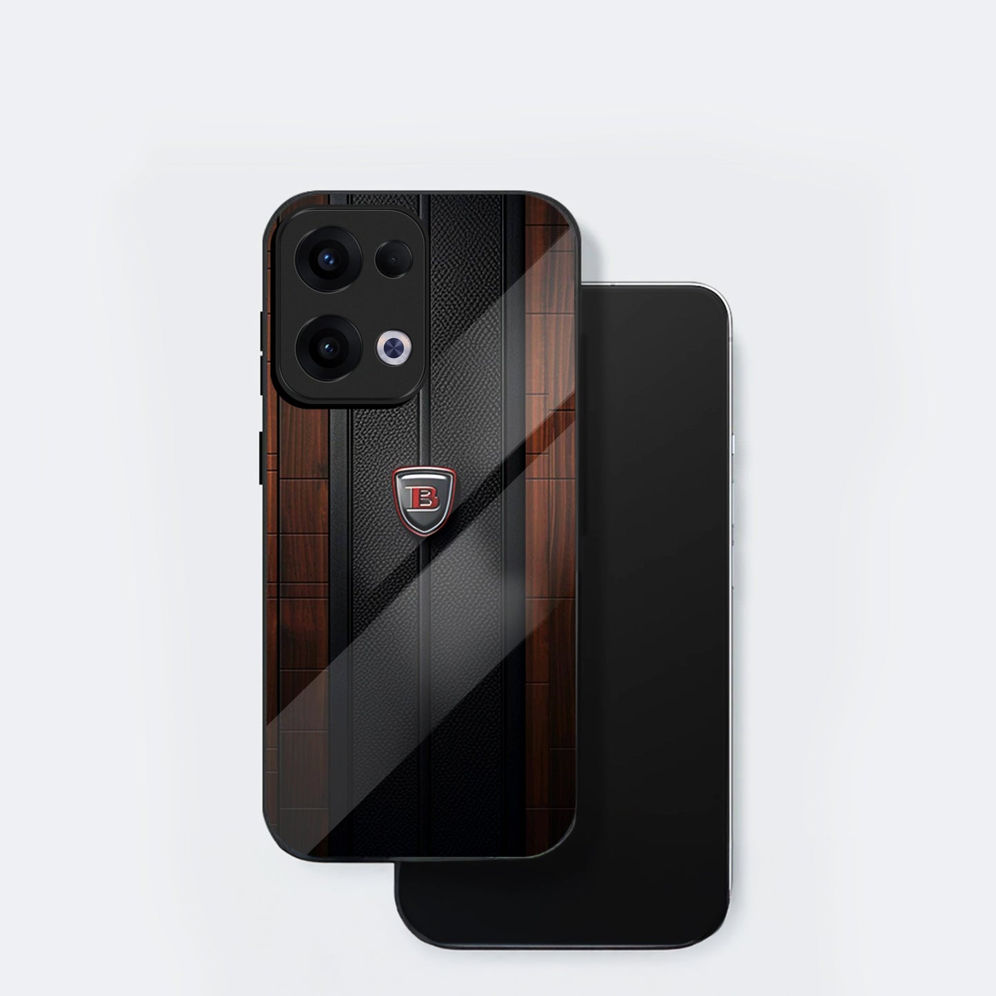 Oppo Reno 13 5G Premium Acrylic Shockproof Glass Back Case (Carbon Oak)