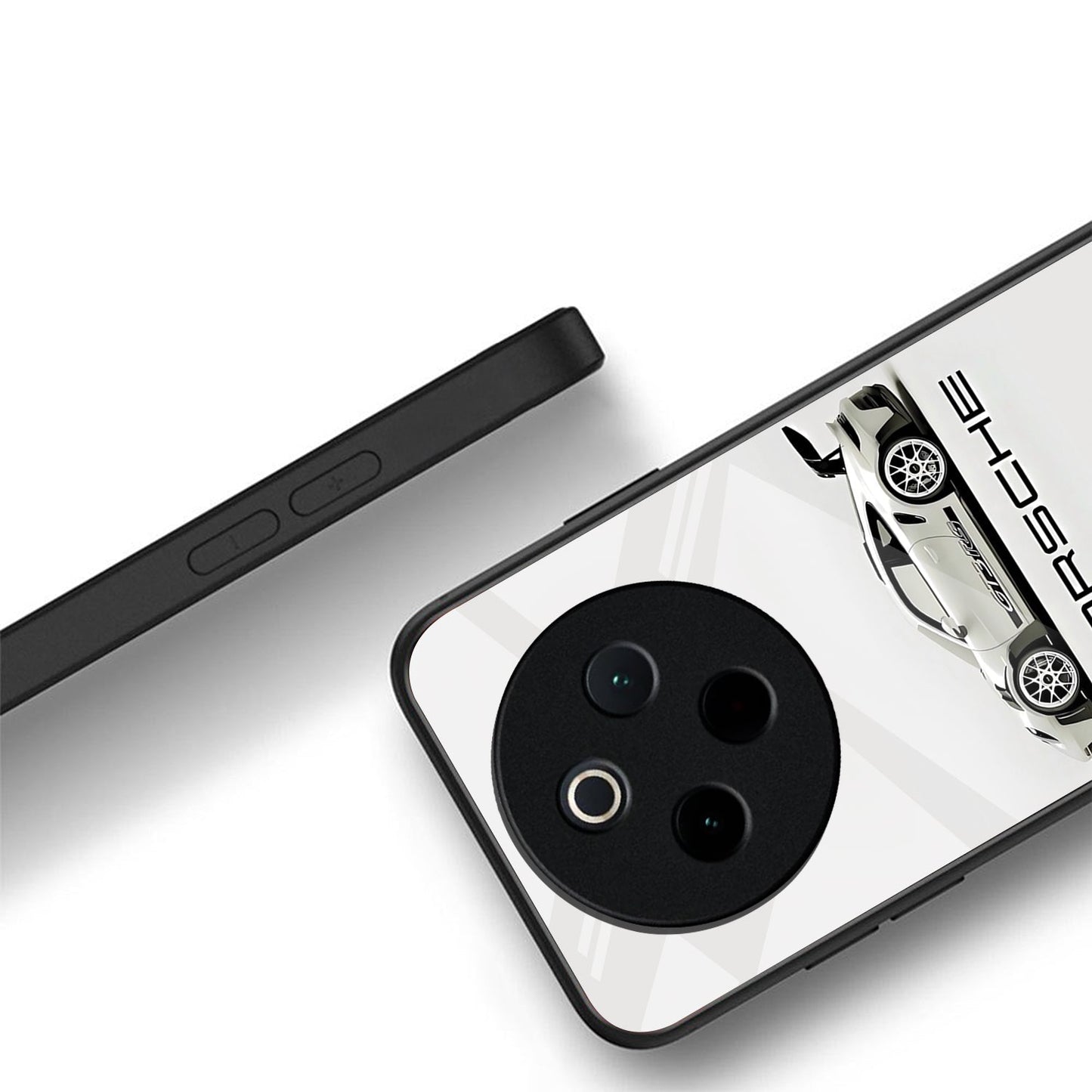 Vivo T4 5G Premium Acrylic Shockproof Glass Back Case (White Porsche)