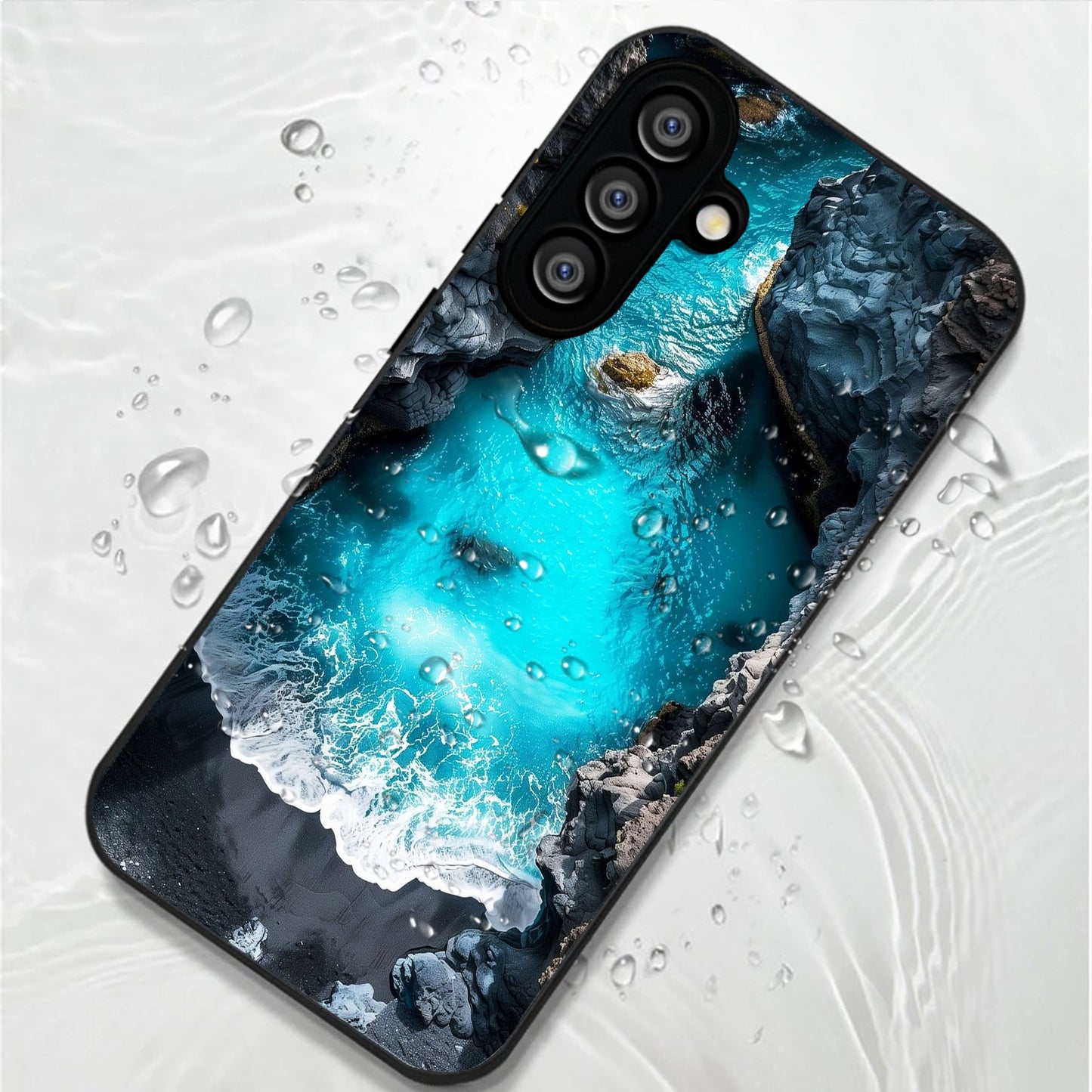 Samsung Galaxy A56 Premium Acrylic Shockproof Glass Back Case (rocky cliff)