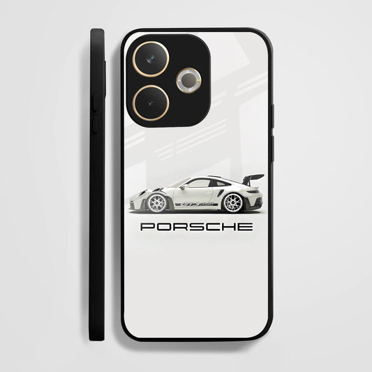 Oppo A5 Pro 5G Premium Acrylic Shockproof Glass Back Case (White Porsche)