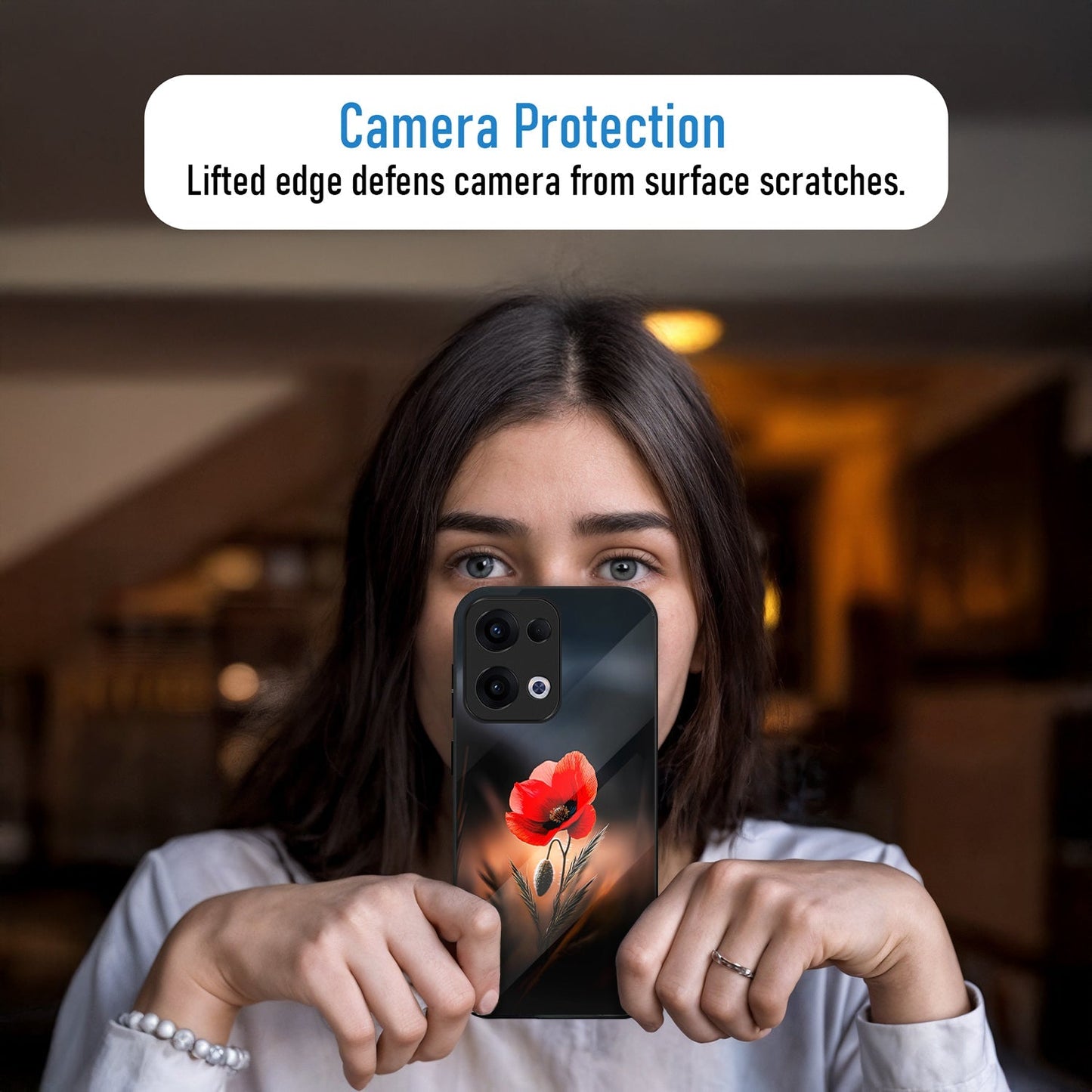 Oppo Reno 13 5G Premium Acrylic Shockproof Glass Back Case (Nature's Touch)