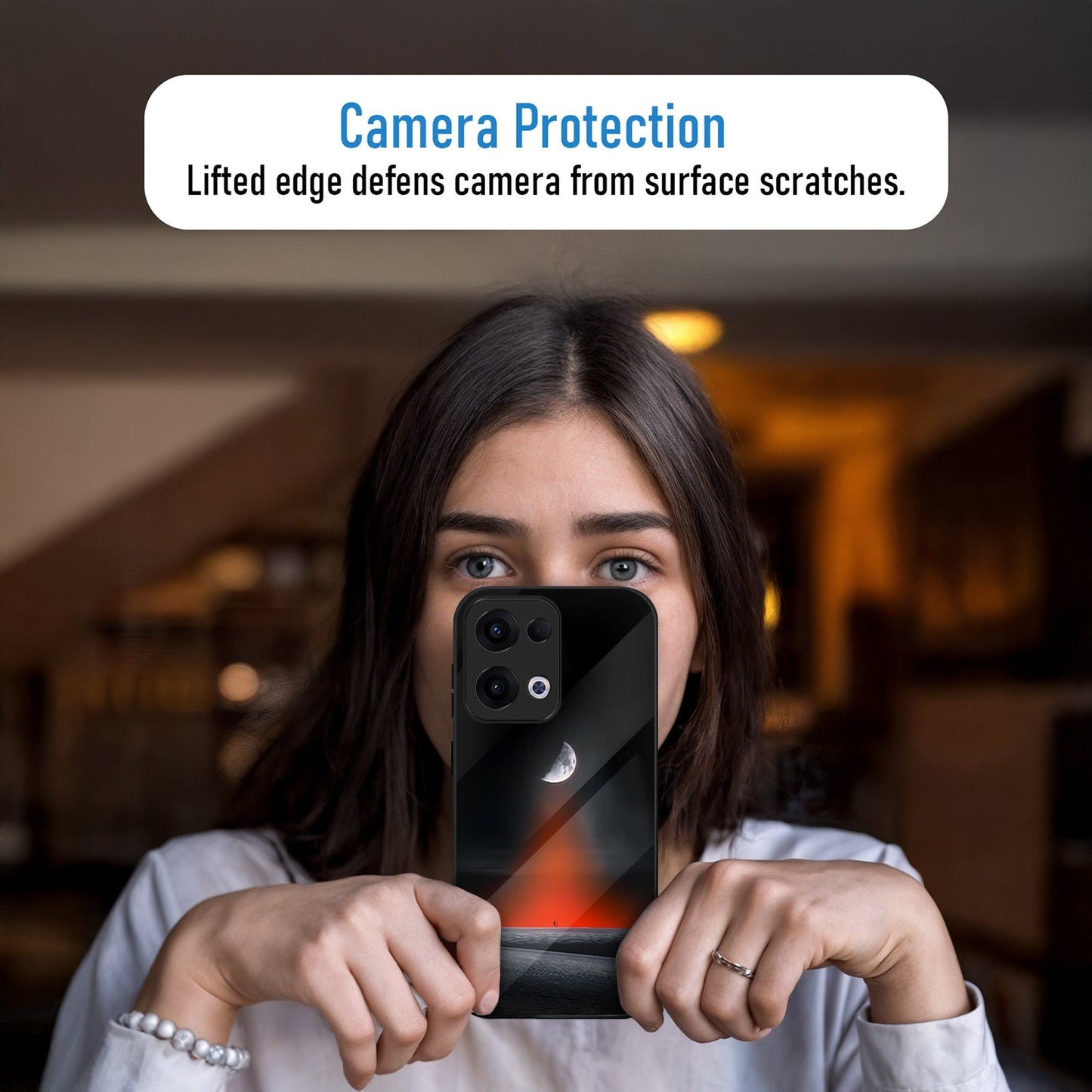 Oppo Reno 13 5G Premium Acrylic Shockproof Glass Back Case (Silent Moon)