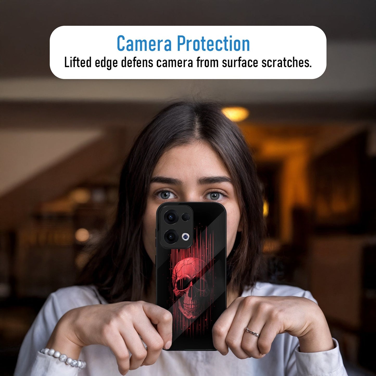 Oppo Reno 13 5G Premium Acrylic Shockproof Glass Back Case (Reaper)