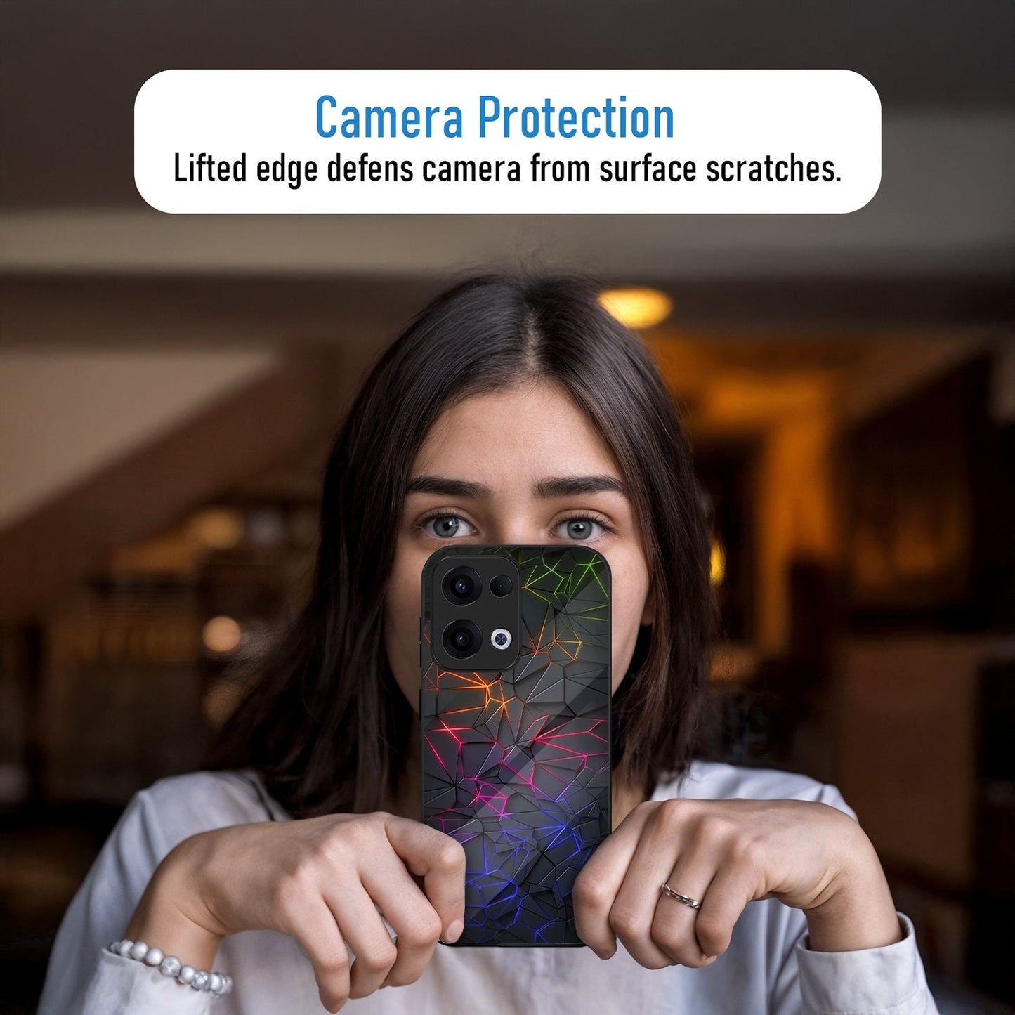 Oppo Reno 13 5G Premium Acrylic Shockproof Glass Back Case (Vortex)