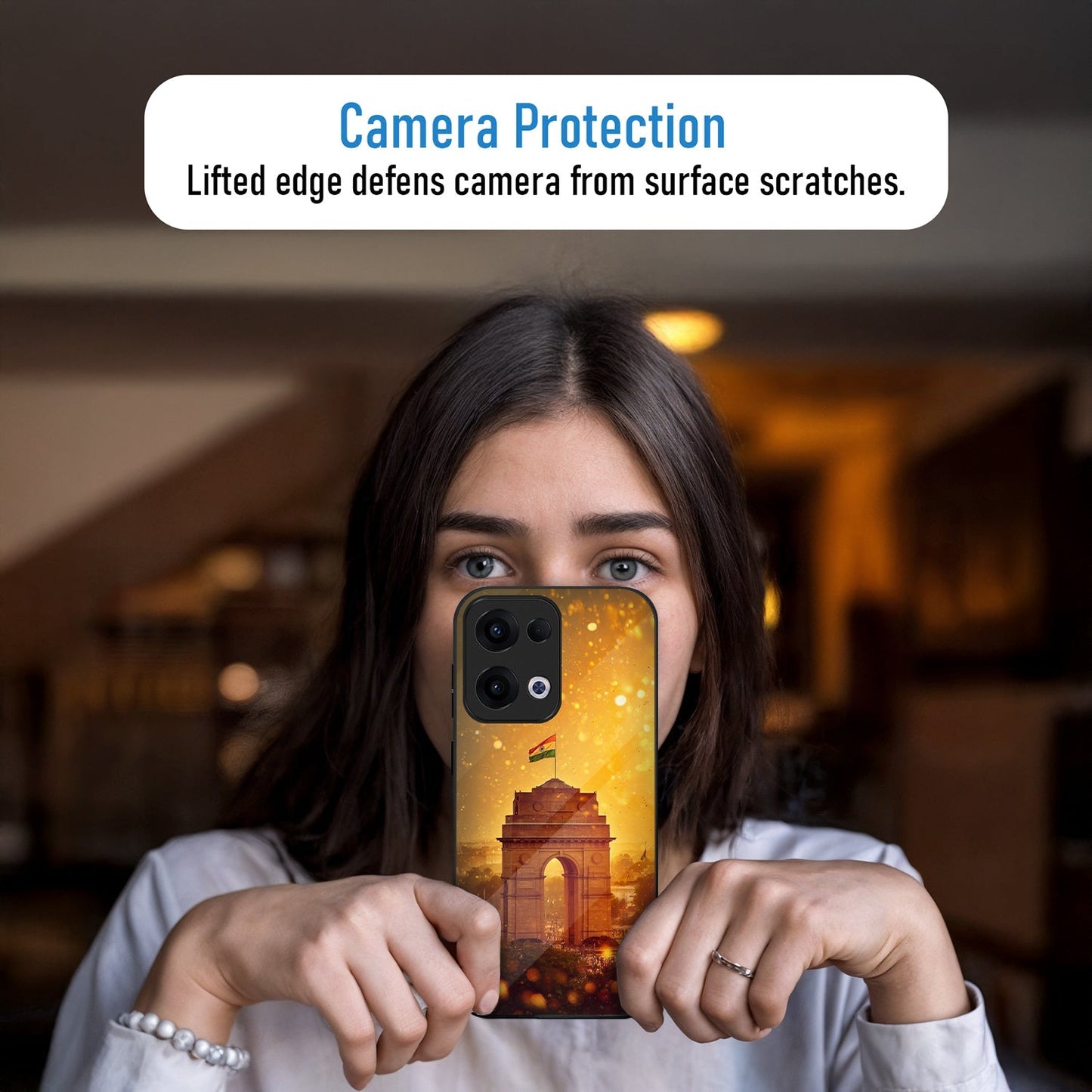 Oppo Reno 13 5G Premium Acrylic Shockproof Glass Back Case (India Gate)