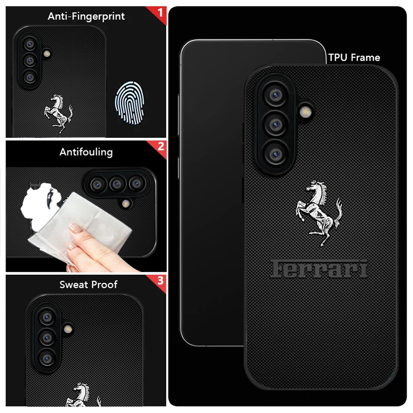 Samsung Galaxy A56 5G Premium Acrylic Shockproof Glass Back Case (Ferrari Carbon Fiber)