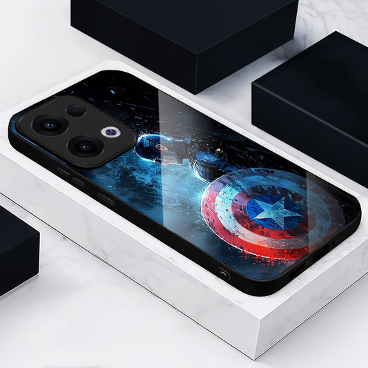 Oppo Reno 13 5G Premium Acrylic Shockproof Glass Back Case (Captain America)