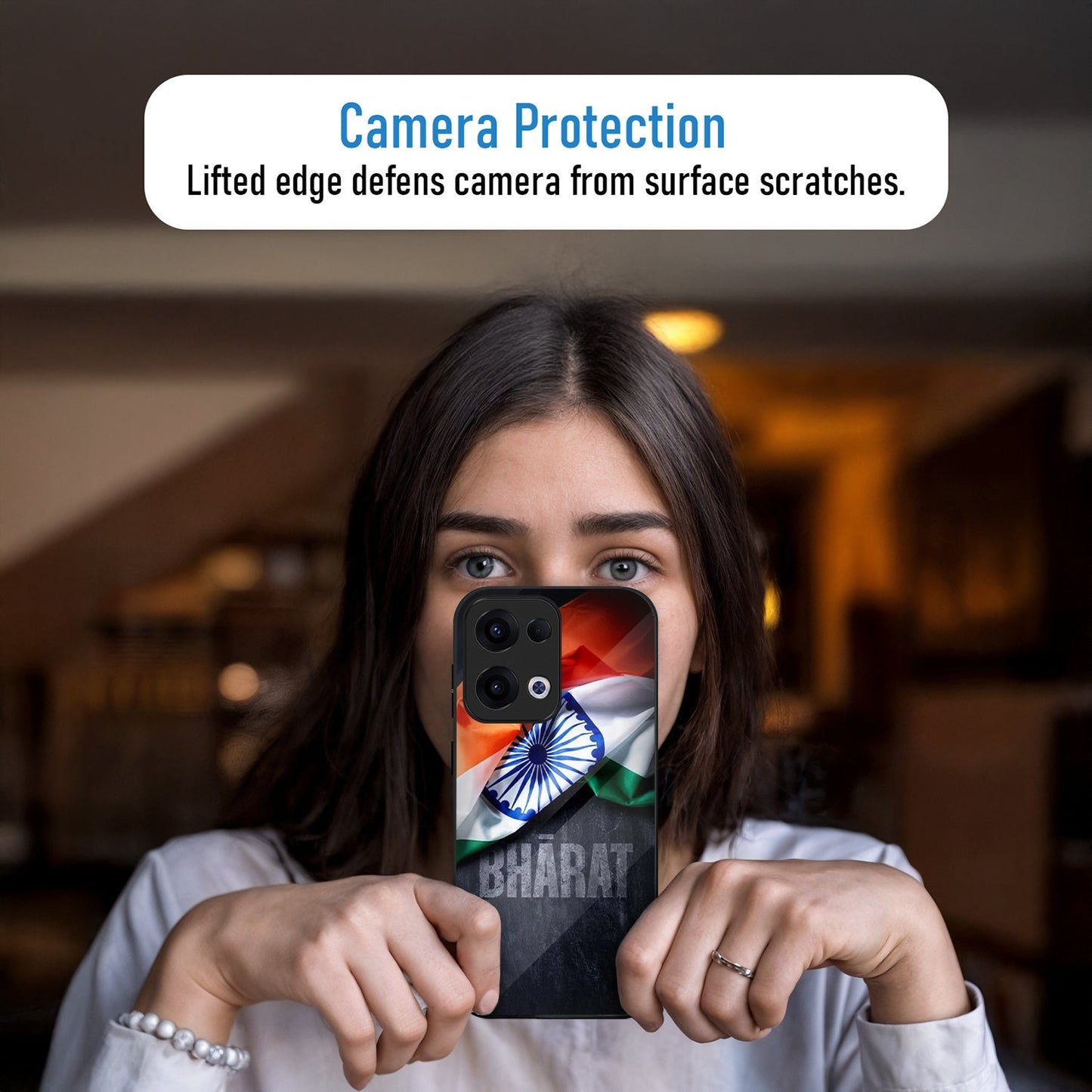 Oppo Reno 13 5G Premium Acrylic Shockproof Glass Back Case (Bharat)