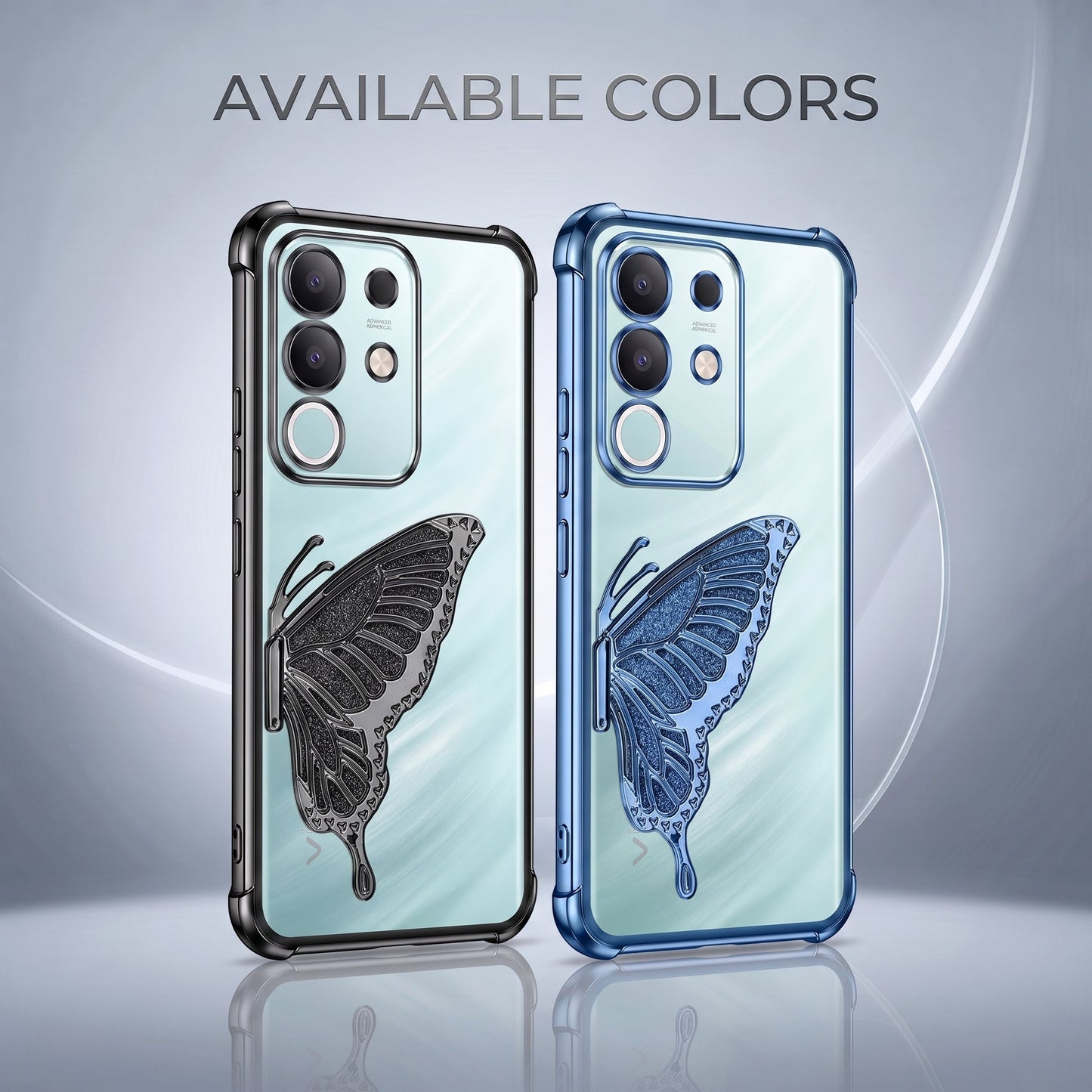 Vivo T4x 5G Premium Butterfly Glitter Transparent Shockproof Airbag Phone Case