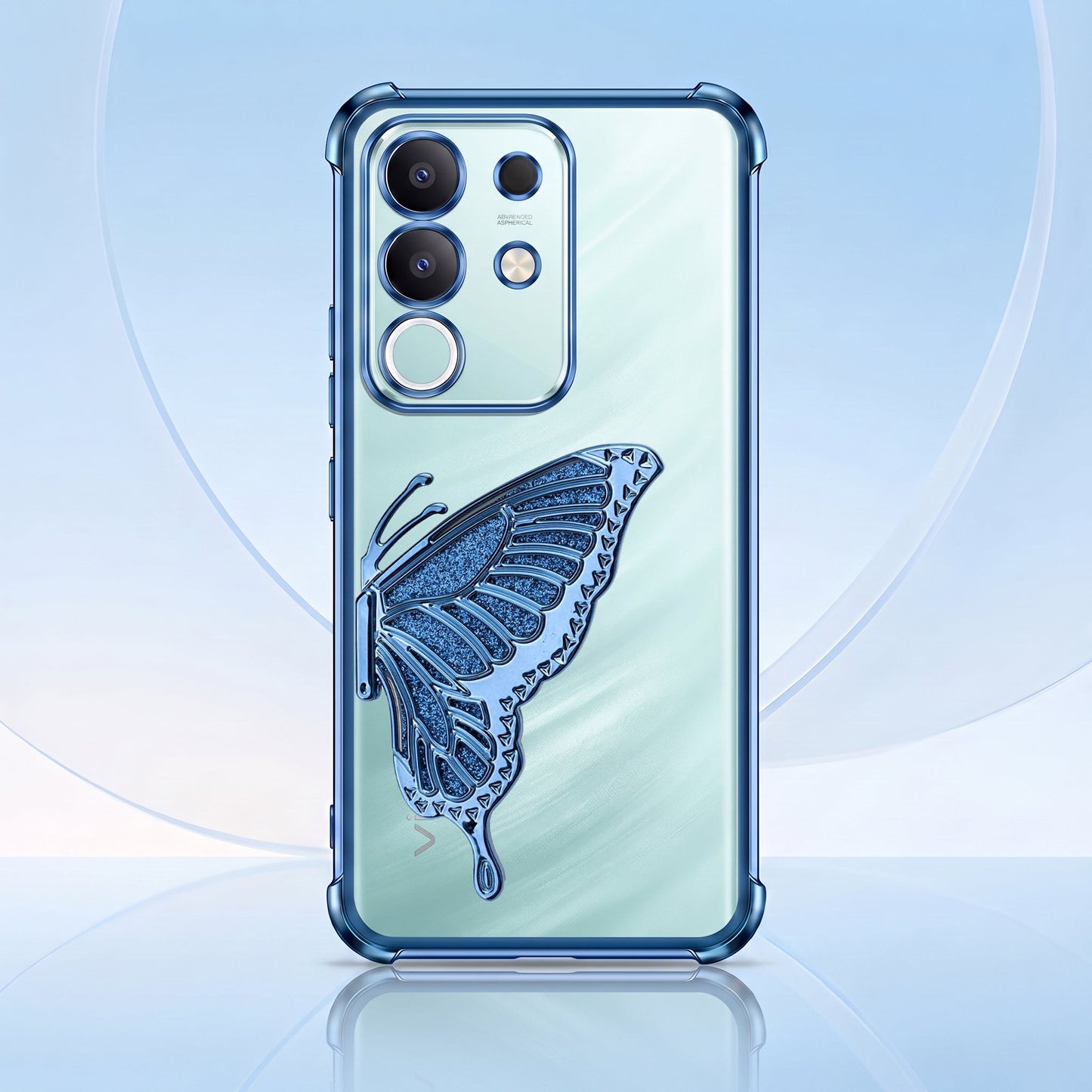 Vivo T4x 5G Premium Butterfly Glitter Transparent Shockproof Airbag Phone Case