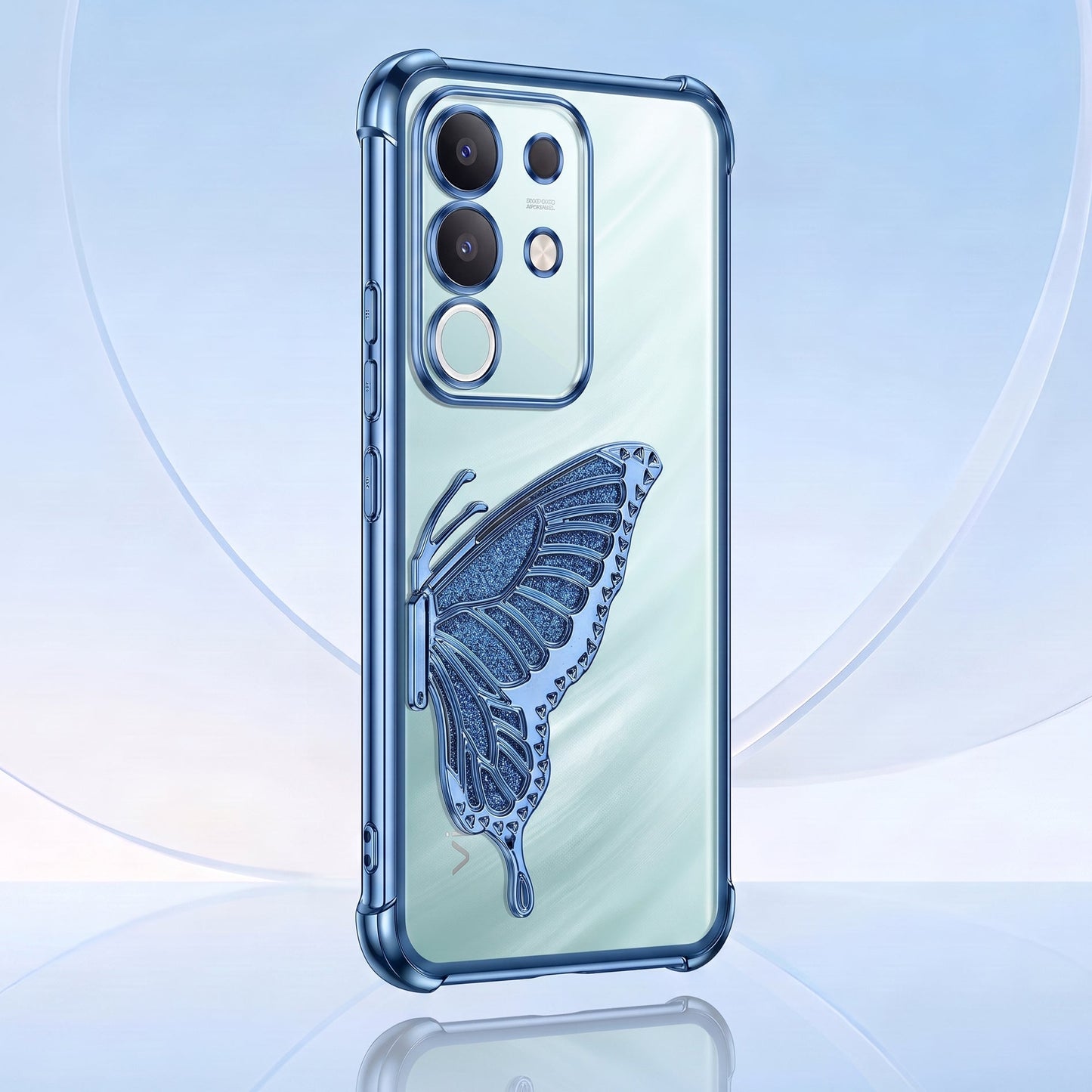Vivo T4x 5G Premium Butterfly Glitter Transparent Shockproof Airbag Phone Case