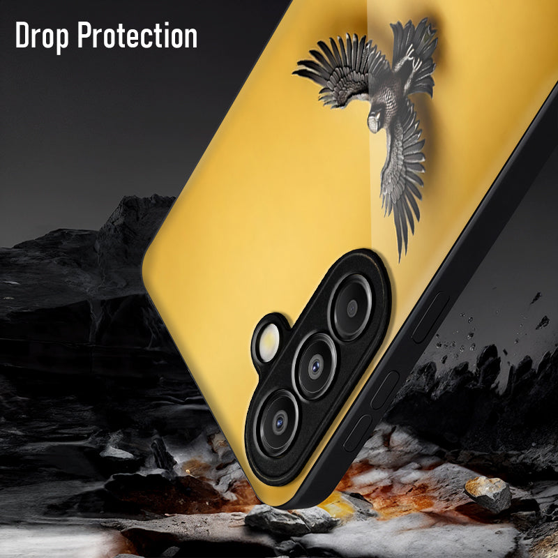 Samsung Galaxy A56 Premium Acrylic Shockproof Glass Back Case (Golden Hawk)