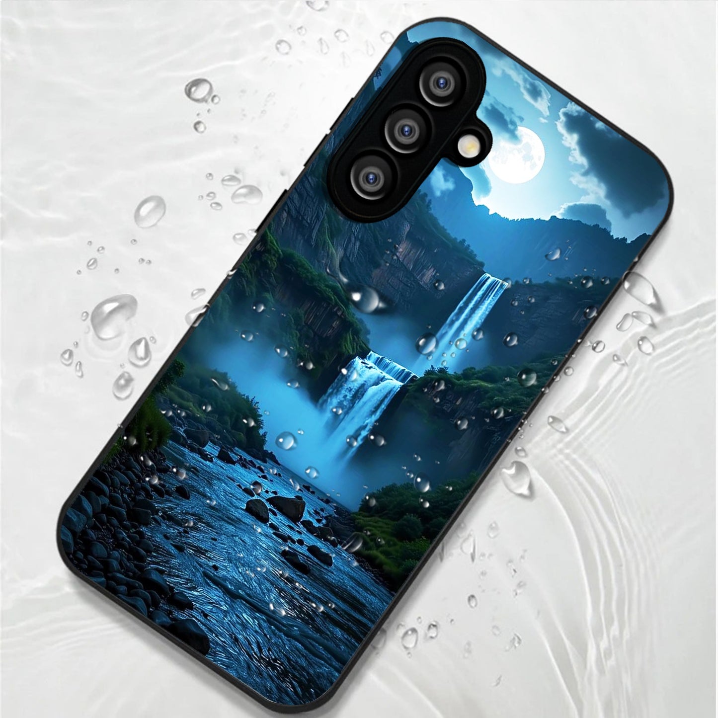 Samsung Galaxy A56 Premium Acrylic Shockproof Glass Back Case (Moonlit waterfall)