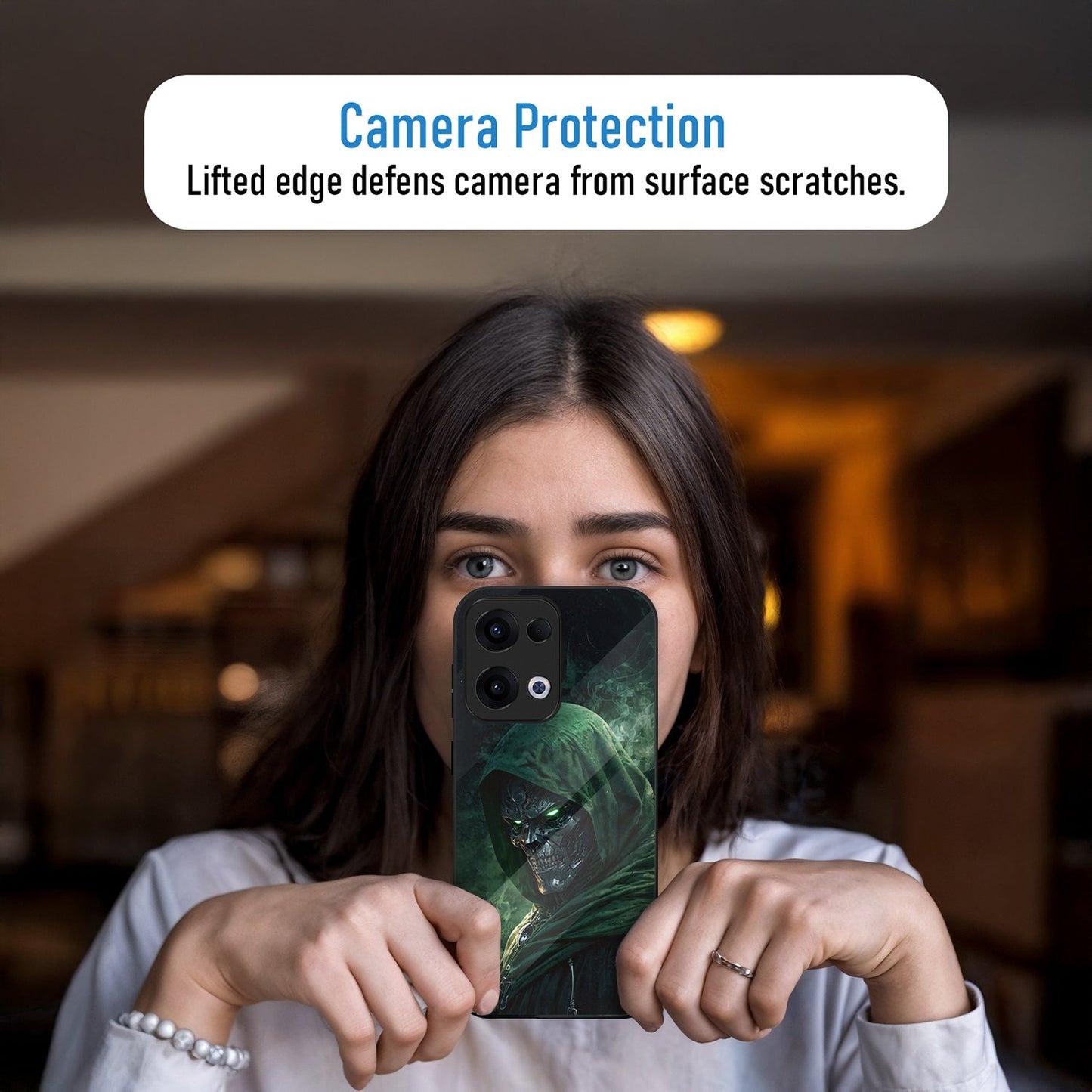 Oppo Reno 13 5G Premium Acrylic Shockproof Glass Back Case (Iron Doom)