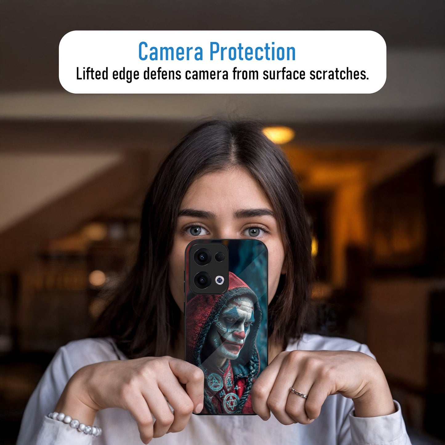 Oppo Reno 13 5G Premium Acrylic Shockproof Glass Back Case (Shadow Joker)