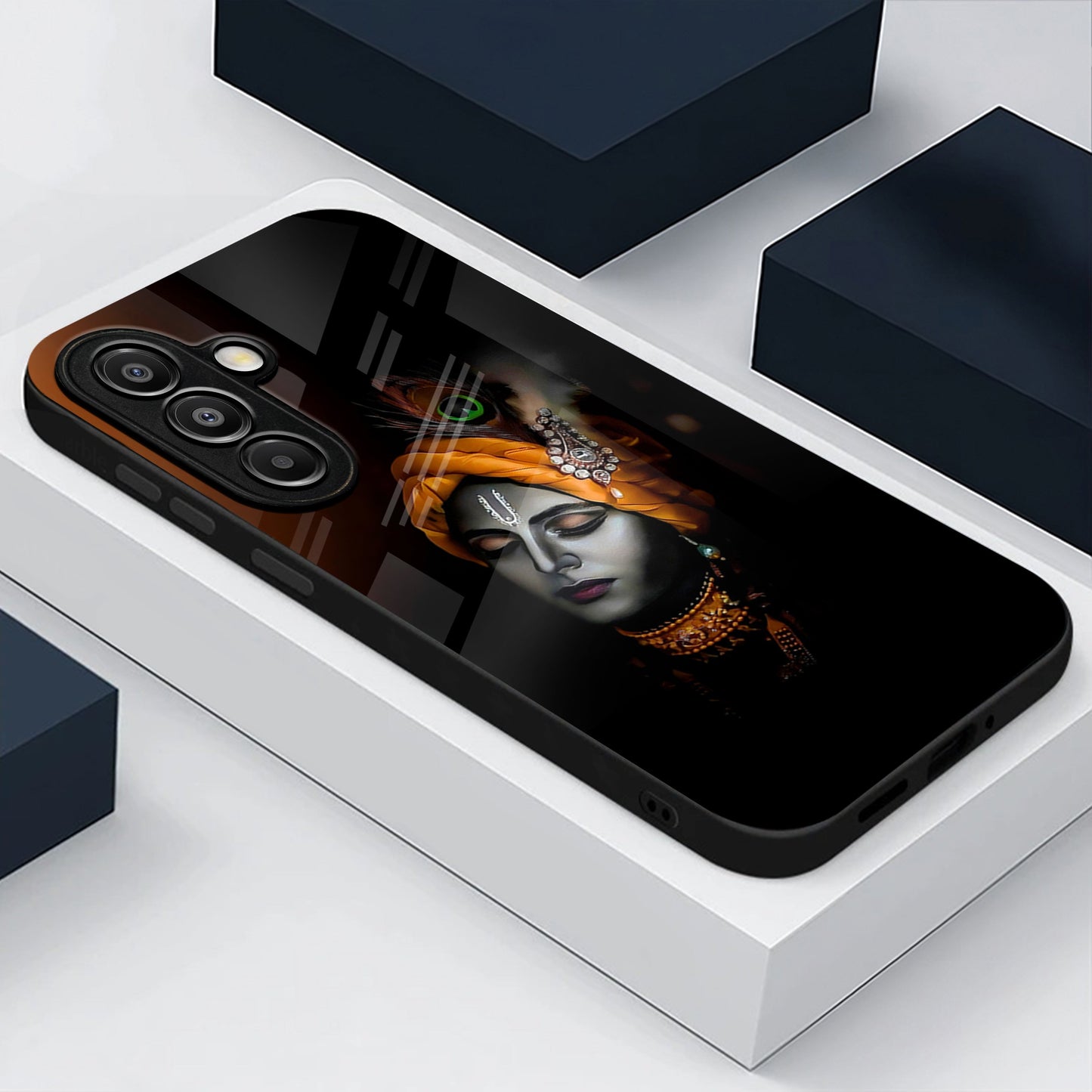 Samsung Galaxy A56 Premium Acrylic Shockproof Glass Back Case (Turban Krishna)