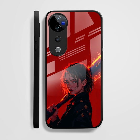 Vivo V40 Pro 5G Premium Acrylic Shockproof Glass Back Case (Flame Queen)