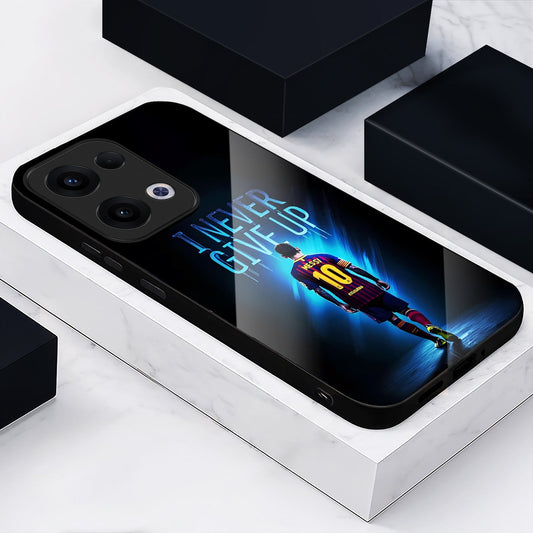Oppo Reno 13 5G Premium Acrylic Shockproof Glass Back Case (Messi))