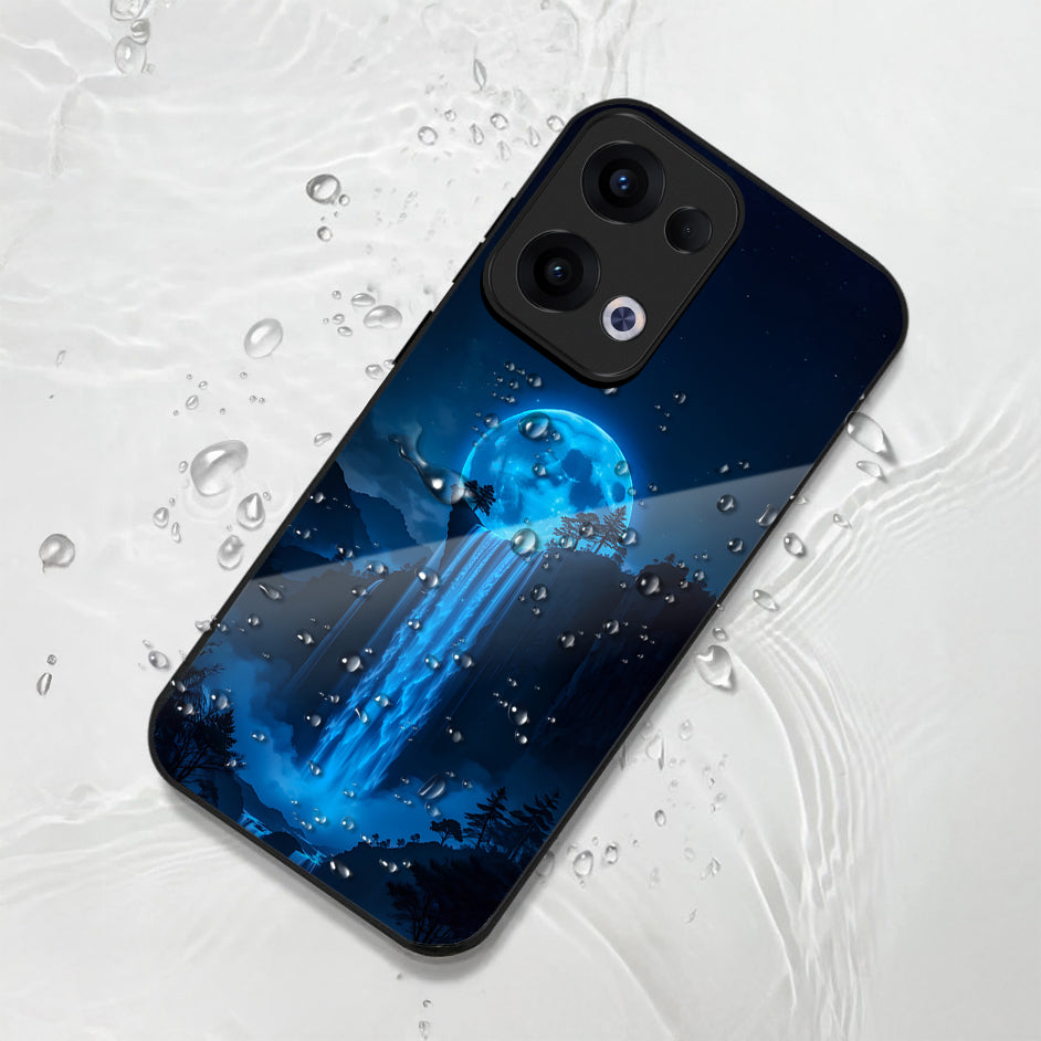 Oppo Reno 13 5G Premium Acrylic Shockproof Glass Back Case (Moonfall)
