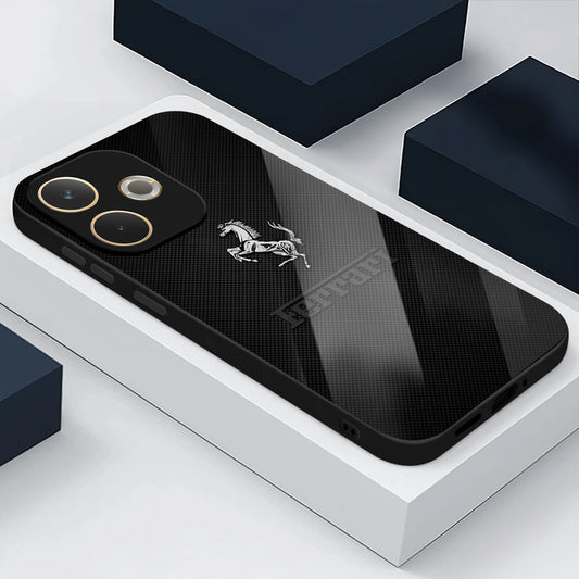 Oppo A5 Pro 5G Premium Acrylic Shockproof Glass Back Case (Ferrari Carbon Fiber)