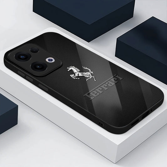 Oppo Reno 13 5G Premium Acrylic Shockproof Glass Back Case (Ferrari Carbon Fiber)