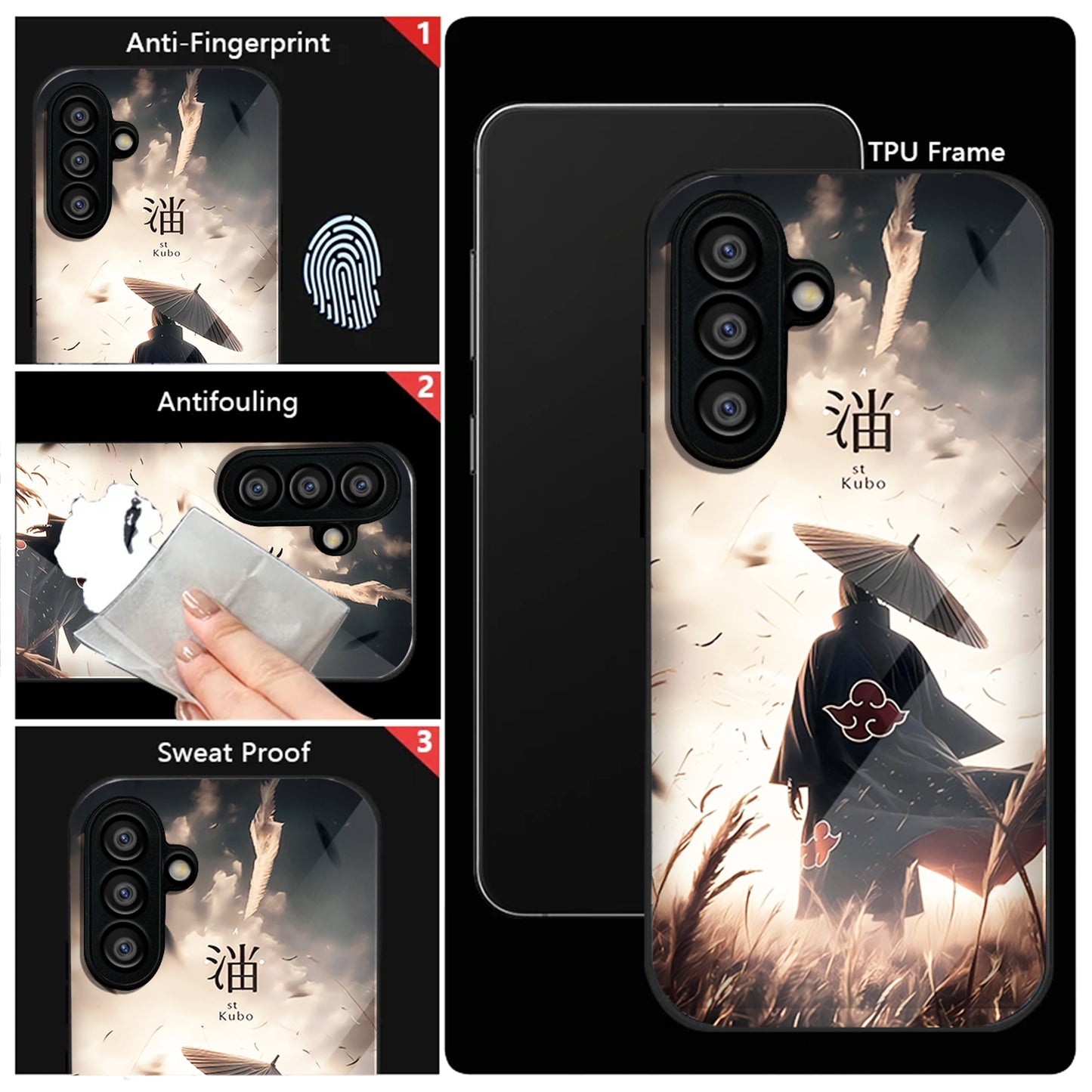 Samsung Galaxy A36 Premium Acrylic Shockproof Glass Back Case (Akatsuki cloak)