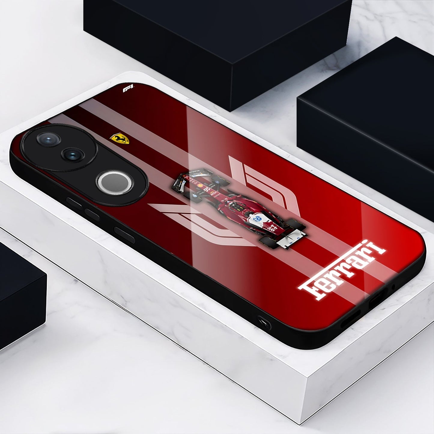 Vivo V50 5G Premium Acrylic Shockproof Glass Back Case (Ferrari F1)
