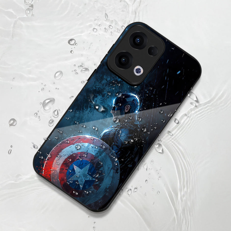 Oppo Reno 13 5G Premium Acrylic Shockproof Glass Back Case (Captain America)
