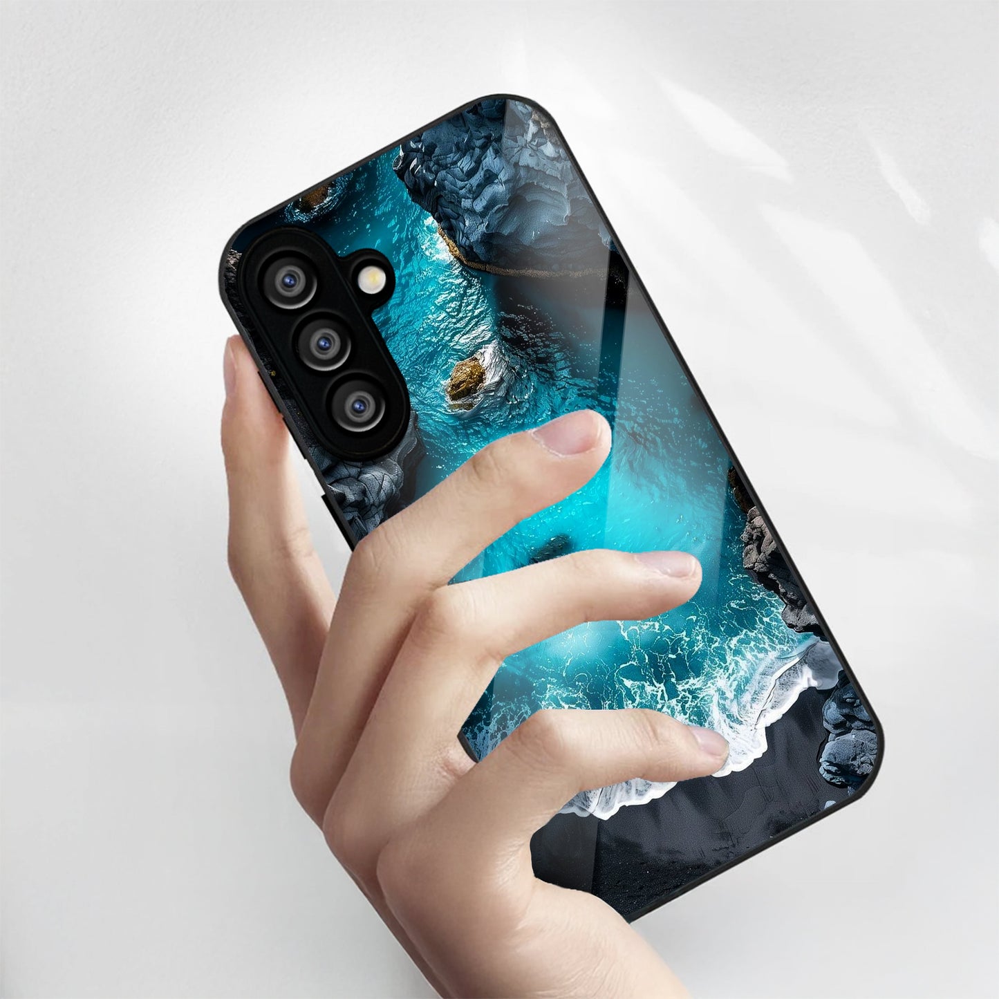 Samsung Galaxy A36 Premium Acrylic Shockproof Glass Back Case (Rocky cliff)