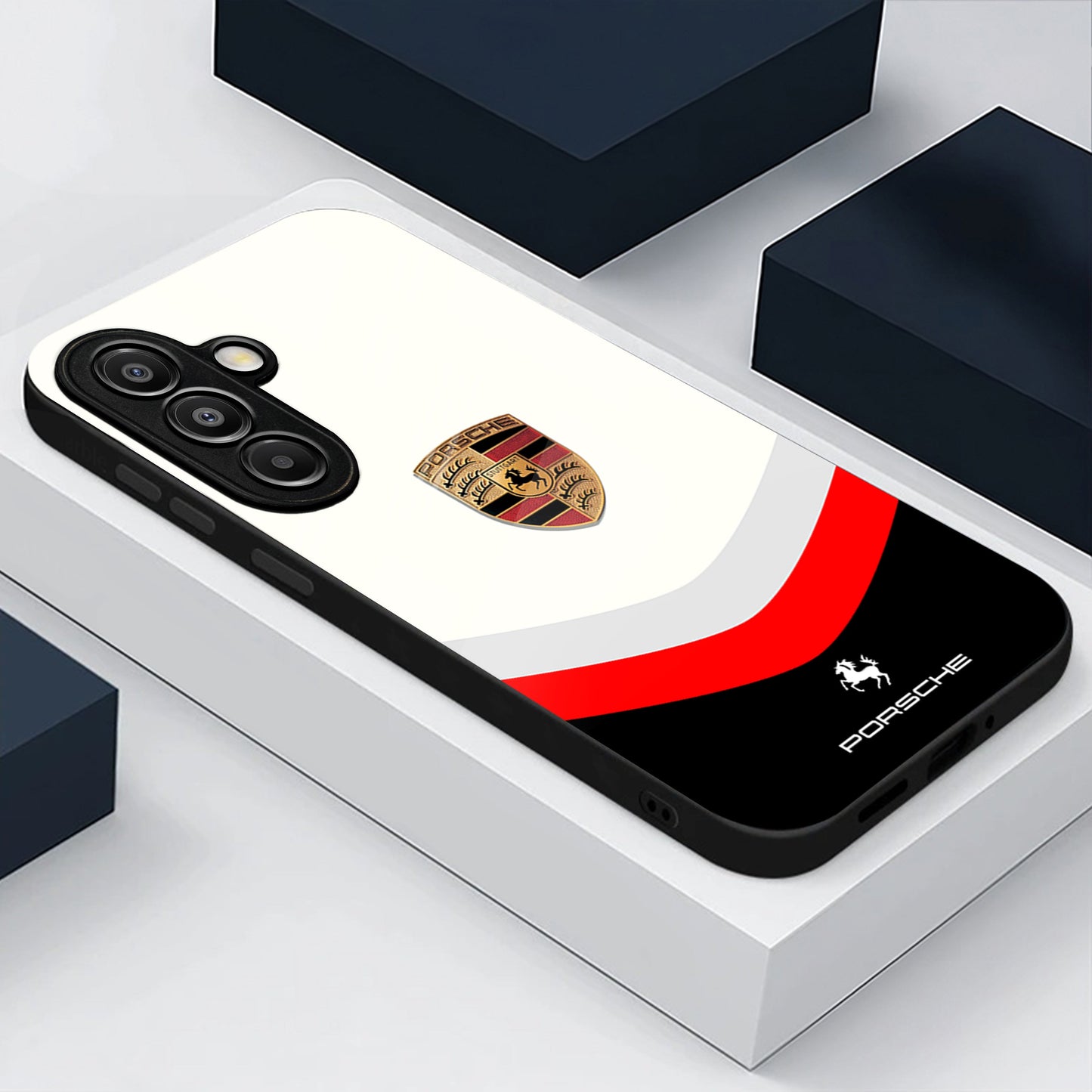 Samsung Galaxy A56 Premium Acrylic Shockproof Glass Back Case (Porsche Stripe)