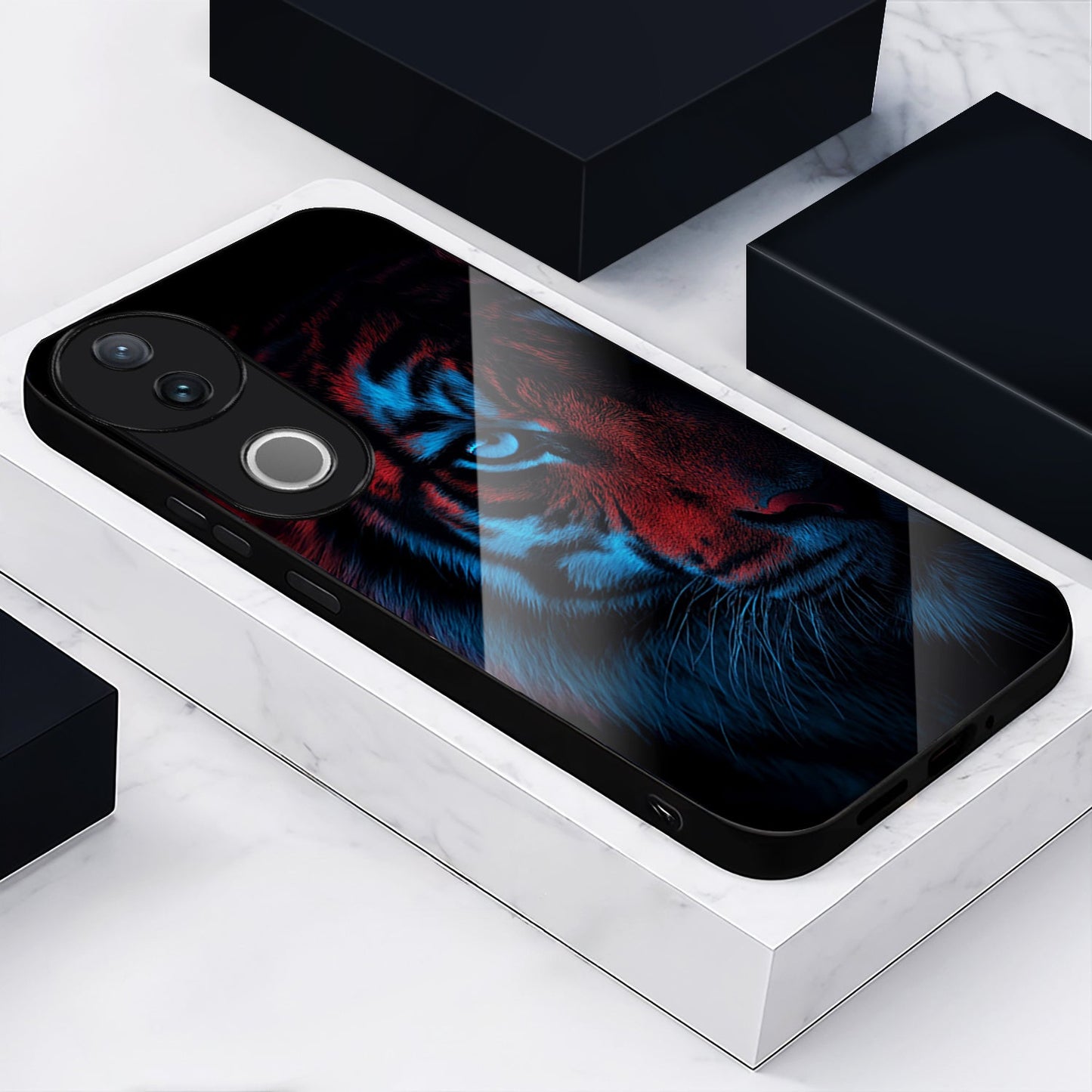 Vivo V50 5G Premium Acrylic Shockproof Glass Back Case (Neon Beast)