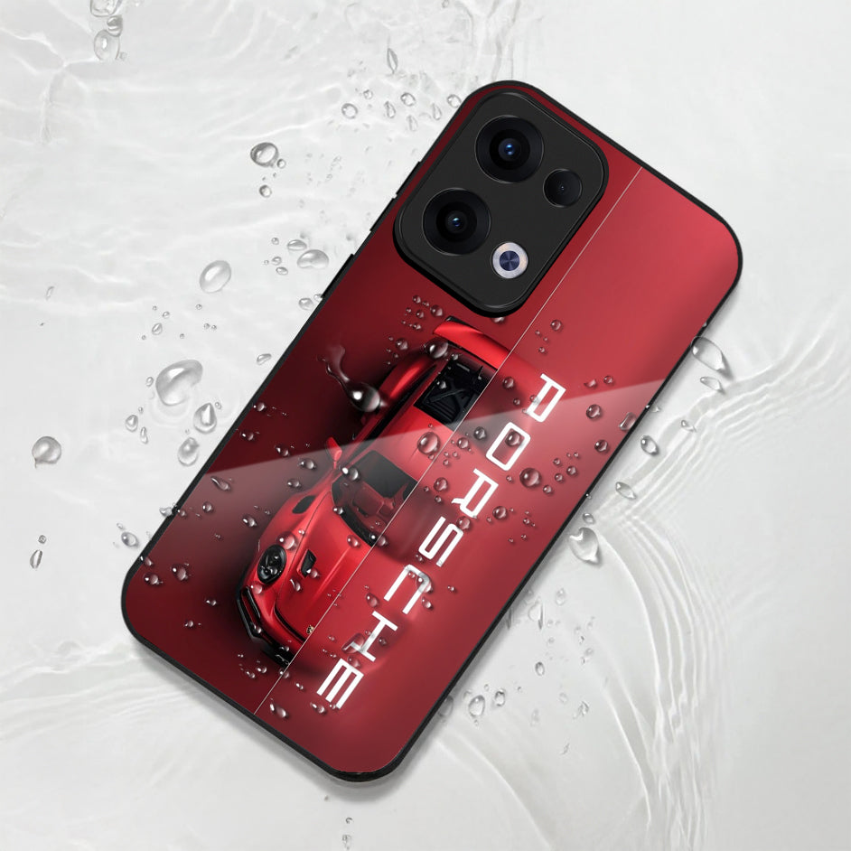 Oppo Reno 13 5G Premium Acrylic Shockproof Glass Back Case (Red Porsche)